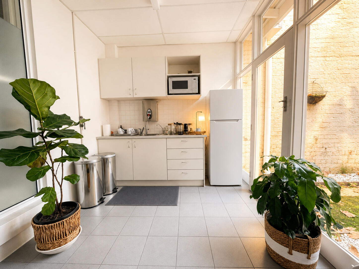 Kitchen area with refreshments for visitors